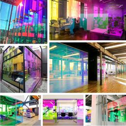 Window Stickers 45x200cm Chameleon Colourful Glass Film PVC Static Cling Decorative Tint For Home Office Building Decal