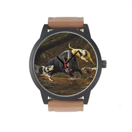 Wristwatches Factory Hunting Design Customise Dogs Wild Boar Pattern Gifts For Friends Men's Battery Quartz Wrist Watch