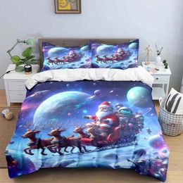 Bedding Sets Christmas Santa Claus Fashion Anime Digital Printing Set Duvet Cover Comforter Bed Youth Kids Girl Boys Gift