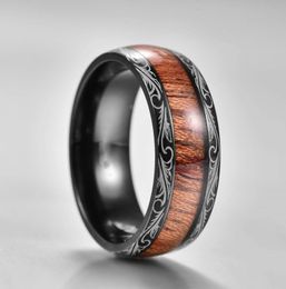 Stainless Steel black wood Ring Mens finger ring Dragon designer Jewellery gift charm fashion