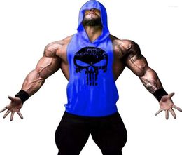 Men039s Tank Tops Skull Bodybuilding Stringer Men Shirt Fitness Top Gym Sleeveless Hoodies Cotton Vest1805345