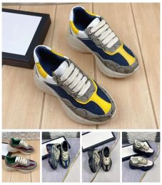 Outdoor designer Rhyton Casual Shoes Leather Casual Ace Italian Genuine children Shoe Comfortable Fashion kids Sneakers Size 2635