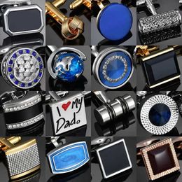 Cuff Links Luxury high-end mens cufflinks Jewellery black/blue crystal mens French shirt mens cufflinks