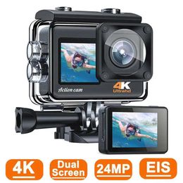 Sports Action Video Cameras 4K Sports Action Camera Dual Screen 24MP 30FPS WiFi 40M Waterproof Underwater Remote Control EIS Anti-shake 170 As Go Pro J240514