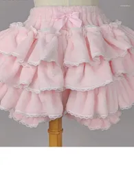 Women's Shorts Harajuku Japanese Pumpkin Pants Sweet JK Plush Frilly Lantern Kawah Ilolita Pink White Y2K