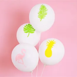 Party Decoration Happy Birthday Balloons Pineapple Leaf Print Flamingo Jungle Theme Decor Hawaii Supplies 12"