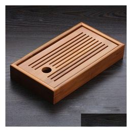 Tea Trays Chinese Traditions Bamboo Tray Solid Board Kung Fu Cup Teapot Crafts Cture Set Drop Delivery Home Garden Kitchen, Dining Bar Dhhyc