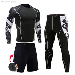Men's Thermal Underwear Compression Sports Suit Rashgarda MMA Long Sleeves Shirt Fitness Leggings Sportswear Tracksuit