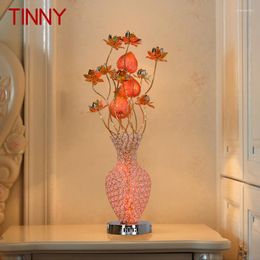 Table Lamps TINNY Modern Red Flowers Lamp Fashionable Art Iiving Room Bedroom Wedding LED Aluminium Wire Desk Light