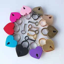 30x39mm Antique Style Heart Shape Padlock Vintage Lock Pink Romantic Lovely Diary Padlocks Key Lock with Key Wedding Jewelry 240507