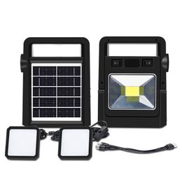 Solar Lighting System, 2 Square LED Bulbs with on off cable, USB charger ports, Complete solar lighting kit for phone charger outdoor