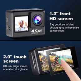Sports Action Video Cameras Q60TR 4K 60FPS action camera 2024 new dual screen waterproof sports camera WiFi 170 wide-angle wool motorcycle driving recorder J0518