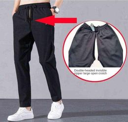 Sex Man Driver Outdoor Open Crotch Pants Quick Unfix Trousers for Long Journey Pee Excretion Sweatpants Trip Outdoor Sex Pant G0103076014