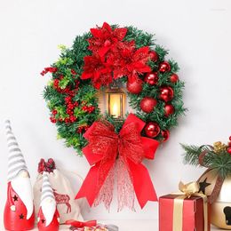 Decorative Flowers Christmas Wreath Ornaments Decorations Pendant Door Hanging 40cm With Lights For Home Garland