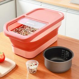 Storage Bottles With Lid Food Container Airtight Plastic Measuring Cup Rice Bucket Grain Boxes Kitchen