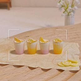 New 1/12 Scale Miniature Dollhouse Mini Beverage Cup Fruit Tea Drinks Model Toys for ob11 Doll Accessories