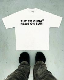 Street American Hip Hop Vintage Machine Gun Alphabet Print Oversized T-shirt for Men Y2k Harajuku Fashion Goth Style Shirt 240516
