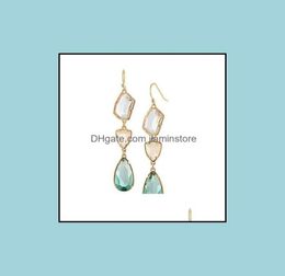 Dangle Chandelier Earrings Jewelry Gold Color SemiPrecious Stone Crystal Drop Bohemia Style Long For Women Wlkar1546756