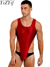 Women's Swimwear Mens Swimsuit Glossy Stretchy Bodysuit Sleeveless U Neck Leotard Skinny Jumpsuit One Piece Wrestling Singlet Body Suit