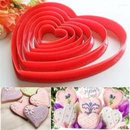 Baking Moulds 6Pcs Heart Cookie Biscuit Fondant Cake Cutter Decor Tools Mold Sugar Crafts Set Plastic