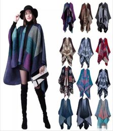 Plaid Poncho Women Vintage Fashion Scarf Wrap Knit Cashmere Scarves Lady Winter Capes jackets Shawl Cardigan Blankets Cloak Coat S5638587