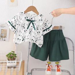 Clothing Sets Kids Summer Set 2024 Fashion Baby Girl Clothes 2 To 3 Years All Over Print Short Sleeve T-shirts Shorts Girls Boutique Outfits