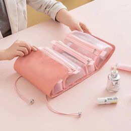 Storage Bags Detachable Nylon Makeup Bag Portable Large-capacity Four-in-one Folding Travel Cosmetic Toilet