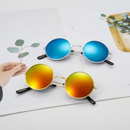 Classic Vintage Sunglasses Children Colourful Mirror Glasses Boy Girl Metal Frame Outdoor Travel Kids Goggles Baby Cute Eyewear L2405