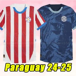 2024 Paraguay Soccer Jerseys 24 25 Copa America Camisa de futebol Home Away Football Shirts Kit ALMIRON ENCISO VILLASANTI 2025 Training uniform blue red white