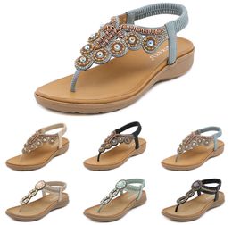 2024 Bohemian Sandals Women Slippers Wedge Gladiator Sandal Womens Elastic Beach Shoes String Bead Color36 GAI-7543