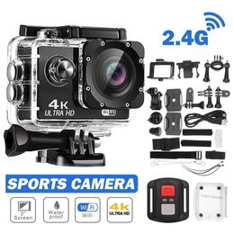 Sports Action Video Cameras Ultra HD 4K action camera 1080P/30FPS WiFi 2.0 inch screen 170D waterproof underwater helmet GO recording mini sports camera Pro J240514