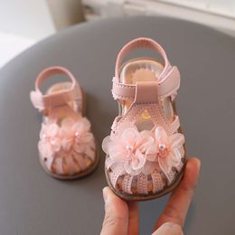 New Summer Kids Fashion Girls' Little Flower Princess Student Baby Soft Sole Flat Sandals Walking Shoes H801