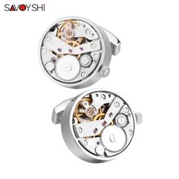 Cuff Links SAVOYSHI Mechanical Watch Movement Cufflinks for Men Shirt Cufflinks Sports Gear Cufflinks Designer Brand Jewellery Gifts