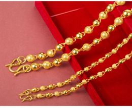 6mm8mm Frosted Smooth Beads Chain 18k Yellow Gold Filled Hip Hop Mens Necklace Collar5220601