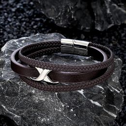 Charm Bracelets Classic Infinity Bracelet Multilayered Handmade Braided Leather Men Women Stainless Steel Jewelry Gifts Custom Size
