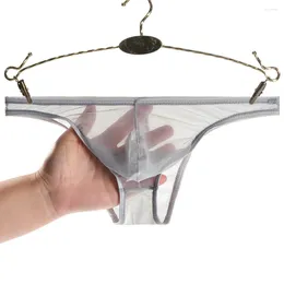 Underpants 1pc Men's See Through Bikini Briefs Sexy Low Waist Mesh U-convex Pouch Underwear Male Panties