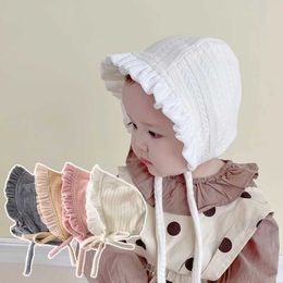 Caps Hats Lace baby hat spring girl baby hat solid cotton newborn earmuffs warm hat WX