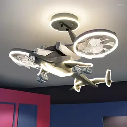 Ceiling Lights Kids Fans Cartoon Airplane LED Lighting For Baby Boys Girls Children Bedroom Lamp