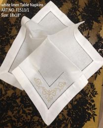 Home Textile 12PCSLot Elegant French styling white linen Table Napkin18quotx18quotWedding decoration Quality makes any g8254660