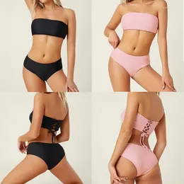 Women's Swimwear Sexy Bikini Two-piece Europe And America Tube Top High Waist Triangle Beach Ladies Swimsuit