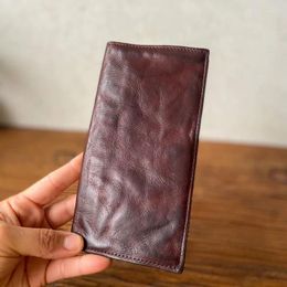 Wallets AETOO Plant Tanned Leather To Do Old Long Wallet Real Cowhide Simple Retro Multi-card Thin Business Leisure