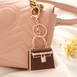 Cute Mini Purse Keychains Metal Leather Crystal Handbag Pendant Luxury Girls Gift Rhinestone Car Key Charm Holder