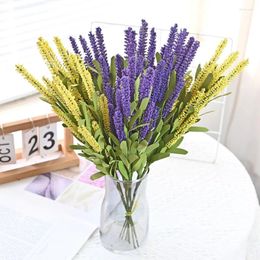 Decorative Flowers 5pcs Artificial Lavender Fake Romantic Provence Foam Purple Green Leaves Home Party Decoratio