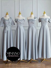 Satin bridesmaid dress 2024 new summer wedding sisters group evening dress female grey long style