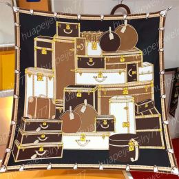 Scarves 90cm Silk Scarf for Women, Twill Designer Letter Print Square Scarf, Classic Women's Handbag Bag Pattern Scarves