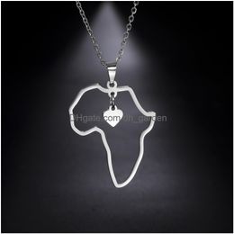 Pendant Necklaces My Shape Africa Map Heart For Women Men Stainless Steel Chain African Charms Necklace Choker Fashion Jewelry My Drop Ot4Lq