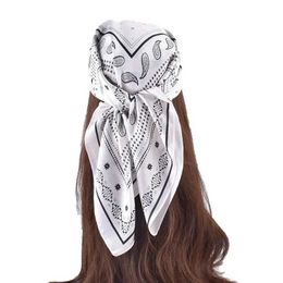 Bandanas Durag 2023 Autumn Winter New Fashion Paisley Print Imitated Silk Scarf Women Neck Decorate Small Headband Sqaure Scarf La Hijab 70cm J240516