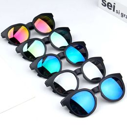 Kids Sunglasses Colorful Reflective Mirror Hot Sale Boys Girls Children Classic Retro Cute Sun Glasses Round Eyewear UV400 L2405