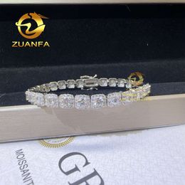 Pass Diamond Tester 6Mm Sterling Sier Iced Out Hip Hop Fire Jewellery Vvs1 Moissanite Cluster Tennis Chain Bracelet