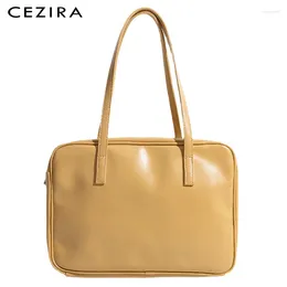 Shoulder Bags CEZIRA Fashion Spring PU Vegan Leather For Women 2024 Large Top-handle Boston Handbags Female Daily Tote Purses